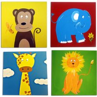 Jungle Animal Art, Gemälde Auf Leinwand X 4, Decor, Safari Wanddekoration, Baby-Kinderzimmer, Originalkunstwerk Jungle Animal Art, Gemälde Auf Leinwand X 4, Decor, Safari Wanddekoration, Baby-Kinderzimmer, Originalkunstwerk von WithHugsandKisses
