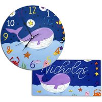 Personalisierte Wal Uhr Und Türschild Geschenkset, Kinderzimmer Dekor, Geschenk Für Jungen, Mädchen Personalisierte Wal Uhr Und Türschild Geschenkset, Kinderzimmer Dekor, Geschenk Für Jungen, Mädchen von WithHugsandKisses