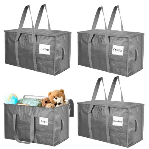 Withosent 4 klar lang wasserfeste Umzugstaschen mit Reißverschluss und Griff, Alternative zu Umzugskartons, Bettdecke, Hellgrau von Withosent