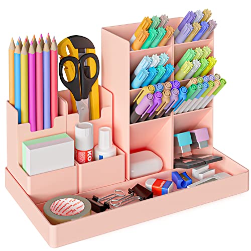 Withosent Stiftehalter Schreibtisch, 5 Stück Frei Kombinierbarer Stiftebox Kinder aus Plastik, Multifunktionaler Schreibtisch Organizer, Stifteköcher für Stifte Büro Zuhause Schule (Rosa) von Withosent
