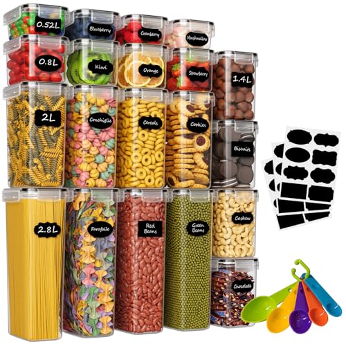 Withosent Vorratsdosen Luftdicht 20er Set, Aufbewahrungsbox Küche mit Deckel aus Plastik, Vorratsbehälter Kitchen Containers zur Spaghetti, Mehl, Müsli, Cornflakes(2.8L 2L 1.4L 0.8L 0.52L) von Withosent