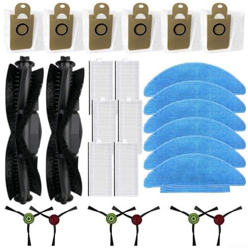 Withtalentto 1 Stück Ersatzteile Zubehör für Honiture Q6-SE Saugroboter, einschließlich 2 Hauptbürsten, 6 Tücher, 6 Staubbeutel, 6 HEPA-Filter, 6 Seitenbürsten von Withtalentto