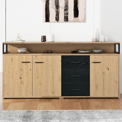 Witimisy Industrielles Sideboard mit DREI Türen und DREI Schubladen,Mehrzweckschrank,Aufbewahrungsschrank Highboard mit Metallgriffe für Schlafzimmer,Wohnräume und Büro,150X35X75.9CM von Witimisy