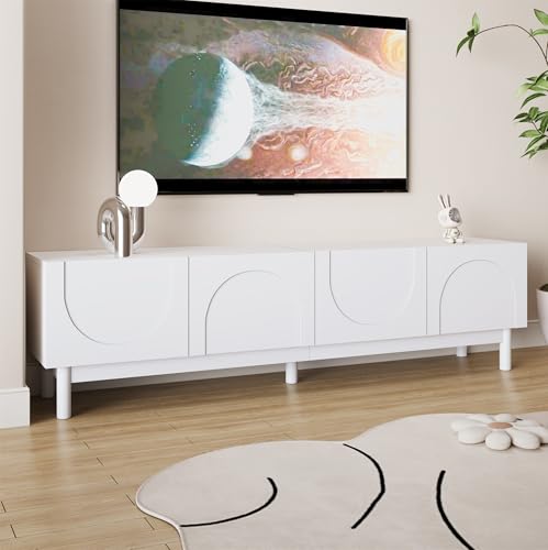Witimisy Lowboard,TV-Schrank mit gewölbten,wellenförmigen Türen, Regalen,mit stabilisierenden Beinen,169X35X45.5CM (Weiß) von Witimisy