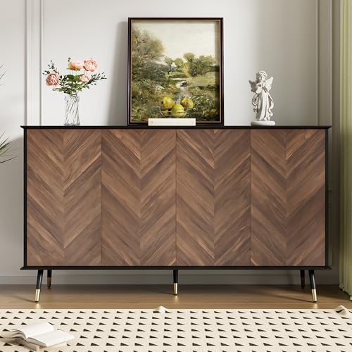 Witimisy Modernes Sideboard mit Fischgrätmuster,Buffet Schrank mit 4 Türen und höhenverstellbaren Regalen,MDF Holz und Metallfüße,Stauraum für Wohnzimmer,Flur und Esszimmer,140X40X80CM Witimisy Modernes Sideboard mit Fischgrätmuster,Buffet Schrank mit 4 Türen und höhenverstellbaren Regalen,MDF Holz und Metallfüße,Stauraum für Wohnzimmer,Flur und Esszimmer,140X40X80CM von Witimisy