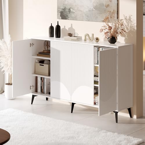 Witimisy Multifunktionales Sideboard,Kommode,Highboard mit verstellbaren Einlegeböden,4 Türen,Metallbeine,160X35X100CM von Witimisy
