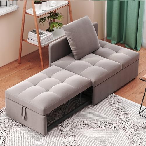 Witimisy Polsterbett,Schlafsofa,3 in 1 Multifunktions-Schlafsofa,Leinenstoffsofa mit Verstellbarer Rückenlehne,Liegesofa für kleine Räume,177X68X65 cm von Witimisy