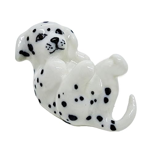 WitnyStore Winziger Dalmatiner-Welpe auf dem Rücken, 2,5 cm, weiß / schwarz gepunktet, Miniatur, handbemalt, Keramik, Hunde, Welpen, Hunde, Tiere, niedliche Porzellan, dekorative Sammlerfiguren, WitnyStore Winziger Dalmatiner-Welpe auf dem Rücken, 2,5 cm, weiß / schwarz gepunktet, Miniatur, handbemalt, Keramik, Hunde, Welpen, Hunde, Tiere, niedliche Porzellan, dekorative Sammlerfiguren, von WitnyStore