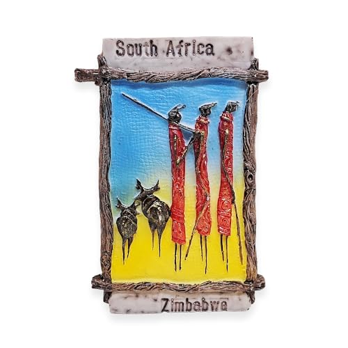 WitnyStore Kleine afrikanische Malerei Simbabwe Südliches Afrika Touristenattraktionen Harz Kühlschrank Magnet Reisende Souvenir Geschenk Memento 3D Kühlschrankmagnete von WitnyStore