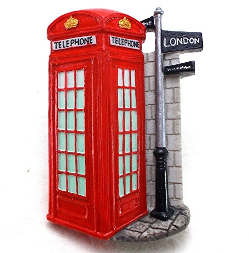 WitnyStore Kleine britische rote Telefonzelle, Telefonkiosk in London, England, Westeuropa, Touristenattraktionen, Kunstharz, Kühlschrankmagnet, Reisende, Souvenir, Geschenk, Andenken, von WitnyStore