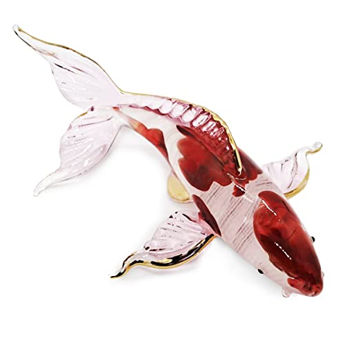 11,4 cm lange Koi-Fische, geblasene Glasfigur, Miniatur, rot-weiß, Karpfenfigur, japanisches Tierhandwerk, Glücksgeschenk, Dekoration von WitnyStore