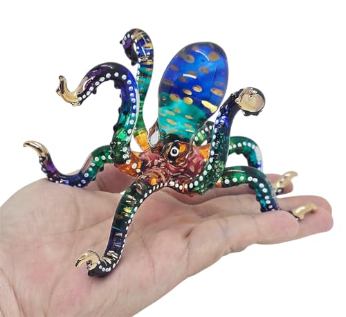 WitnyStore Winzige Regenbogen-Kraken-Figur, 13,7 cm, weiß, gepunktet, Miniatur, mundgeblasen, Glas, Tintenfisch, Tintenfisch, Meeresmollusken, bunte Kristall-Meerestiere, dekorative Sammelfiguren, WitnyStore Winzige Regenbogen-Kraken-Figur, 13,7 cm, weiß, gepunktet, Miniatur, mundgeblasen, Glas, Tintenfisch, Tintenfisch, Meeresmollusken, bunte Kristall-Meerestiere, dekorative Sammelfiguren, von WitnyStore