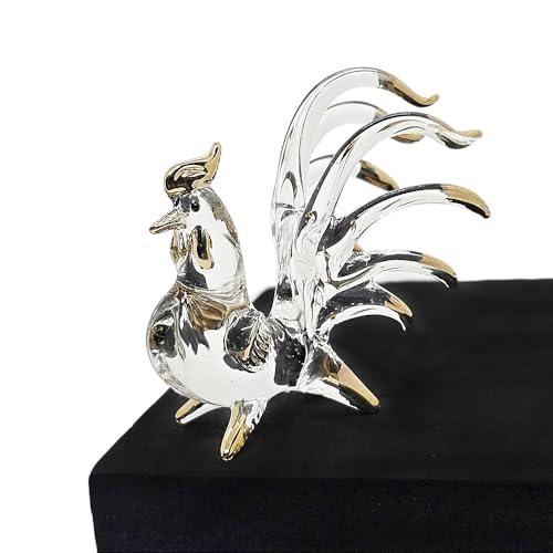 WitnyStore Winzige 2,5 cm hohe transparente goldene Hahn-Figur – Miniatur-Figur, mundgeblasen, bemaltes Glas, Hühner, Hühner, Küken, Geflügel, Vögel, Bauernhoftiere, Kristall, dekorative WitnyStore Winzige 2,5 cm hohe transparente goldene Hahn-Figur – Miniatur-Figur, mundgeblasen, bemaltes Glas, Hühner, Hühner, Küken, Geflügel, Vögel, Bauernhoftiere, Kristall, dekorative von WitnyStore