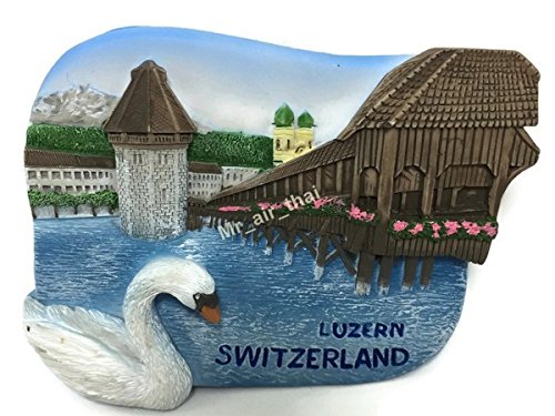 WitnyStore Kleine 6,9 cm große Kapellbrücke Luzern Luzern Schweiz – Miniatur, handgefertigtes Harz, 3D-Wahrzeichen Europa, Touristenattraktion, dekorativer Kühlschrankmagnet, Sammlerstück, Reisende von WitnyStore