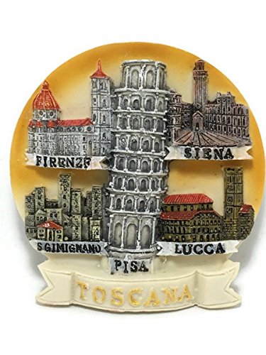 WitnyStore Winzige Sehenswürdigkeiten der Toskana Italien Gelb Südeuropa Touristenattraktionen Harz Kühlschrank Magnet Reisende Souvenir Geschenk Memento 3D Kühlschrankmagnete von WitnyStore