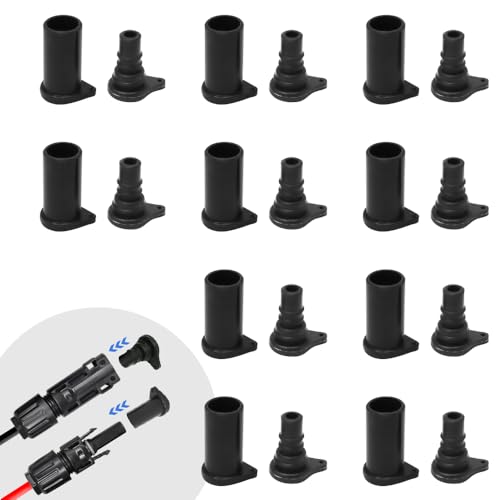 PV-Stecker Staubschutzkappe, 10 Stück Wasserdicht Staubdicht Solarpanel Anschlusskappe, Silikon Solar Stecker Kappe für Männlich/Weiblich Solar Stecker von Witproton
