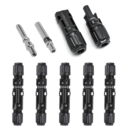 Solarstecker 5 Paar, 10mm² 8AWG Solar PV Stecker, 1500V IP68 Wasserdicht Männlich/Weiblich Solarpanel Stecker für Solaranlage, Vollverzinntes Kupferklemme Schwarz(10mm2) von Witproton