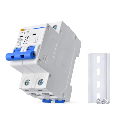 16A DC 2-poliger Leistungsschalter 500V - Thermomagnetischer Solar-Schutzschalter mit DIN-Schienenmontage für PV-Anlagen & Solarsysteme (Zuverlässiger Trennschalter) von Witproton