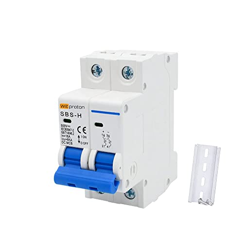 Witproton DC 63A Leitungsschutzschalter 2 Pole 500V Isolator für Solar-PV-System, Thermal Magnetic Trip, DIN-Schienenmontage (63A) von Witproton