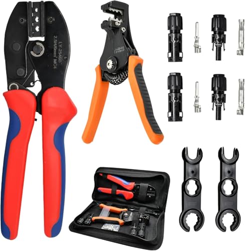 Witproton Solar Crimpzange Werkzeug Set für 2,5/4/6 mm² Solarpanel-Solarkabel, 2 Paar Solarstecker + 1x Crimpzange + 1x Abisolierzange von Witproton