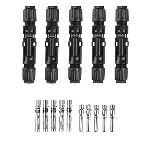 Witproton Solar Stecker, PV Stecker, Solar Photovoltaik Stecker IP68 1500V Vollverzinntes Kupferklemme Schwarz 5 Paare (2.5-6mm²) von Witproton