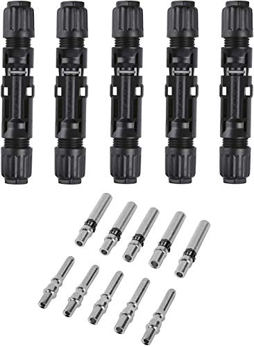 Witproton Solarstecker 5 Paar, 6mm² Solar PV Stecker, 1500V IP68 Wasserdicht Männlich/Weiblich Solarpanel Stecker für Solaranlage, Vollverzinntes Kupferklemme Schwarz von Witproton