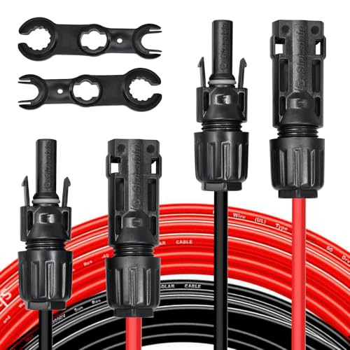 6mm2 2x8m Solarkabel mit 2 Schraubenschlüssel,1500V PV Solarpanel Verlängerungskabel, Wasserdichtem IP67 Solar Stecker, PV Kabel Verlängerung für Solaranlagen/Wohnmobile/Marine/Kraftwerke(8M, 10AWG) von Witproton