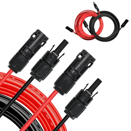 Witproton 2x12m Solarkabel 6mm², Solarpanel Verlängerungskabel mit Wasserdichtem IP67 Solar Stecker, 1500V PV Kabel Verlängerung, für Photovoltaik Solaranlagen/Wohnmobile/Marine/Kraftwerke(12meter) von Witproton