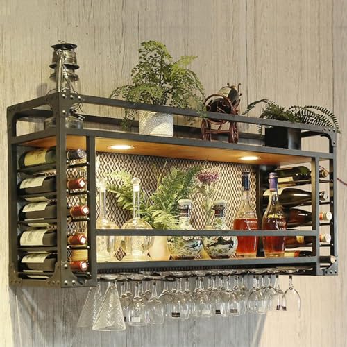 Witriolik Modernes Minimalistisches Wand-Weinregal, Multi funktionaler Weinpareite Display Rack für Küche, Esszimmer, Bar, Wohn- und Küchendekor(Wandmontage/105x30x50cm) von Witriolik
