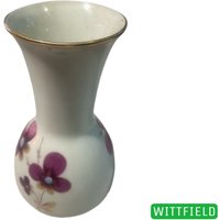 1970Er Winterling Röslau Porzellan Vase 23cm Blumenvase Tischvase Weiss Mit Handbemaltem Blumendekor Germany von Wittfeld