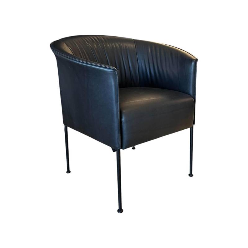 Sessel Lilian Leder Natural Nero Sepia Schwarz Metallfüße Schwarz Grau Pulverbes... von Wittmann