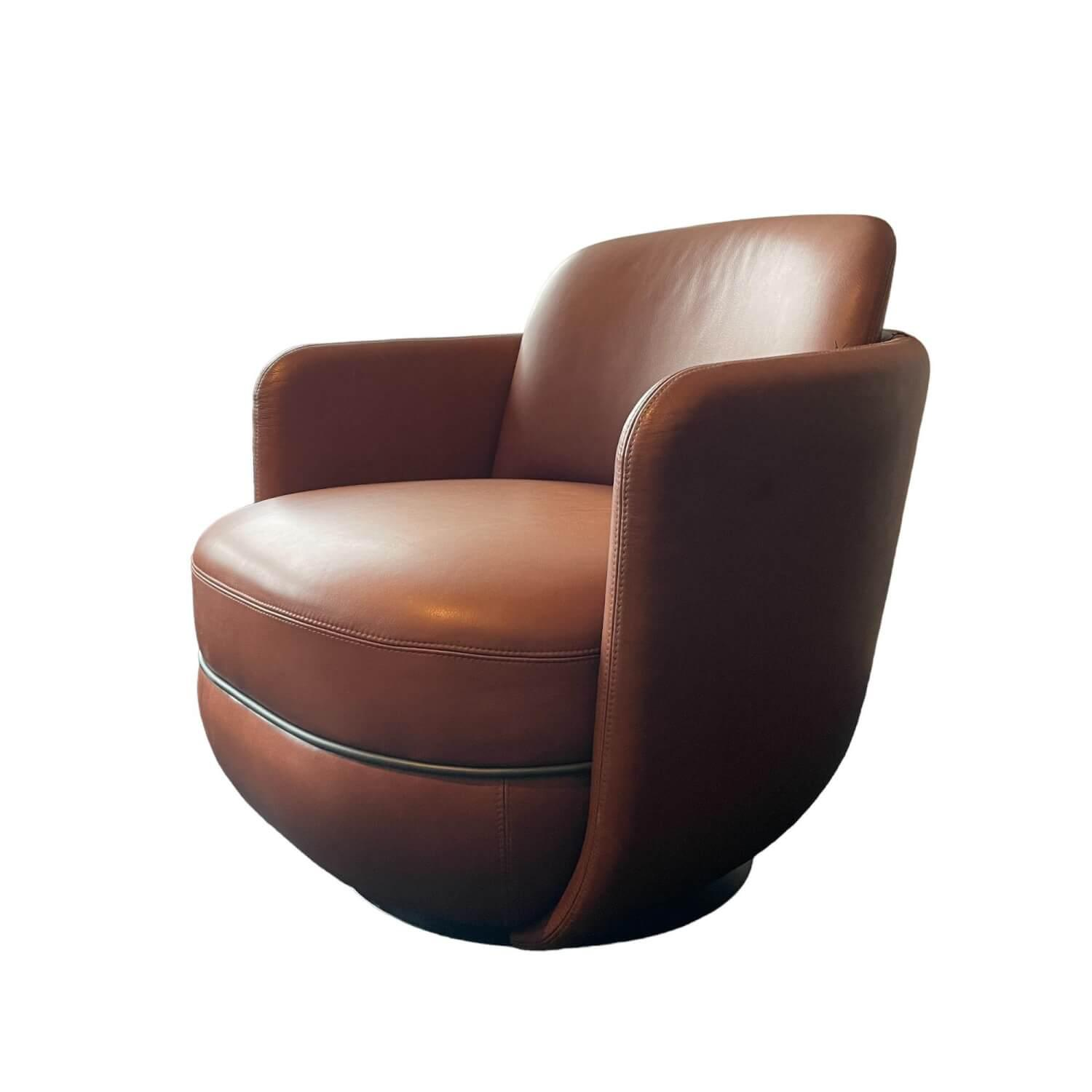 Sessel Miles Lounge Leder Nappa Guande Chestnut Gestell Pulverbeschichtet Schwar... von Wittmann