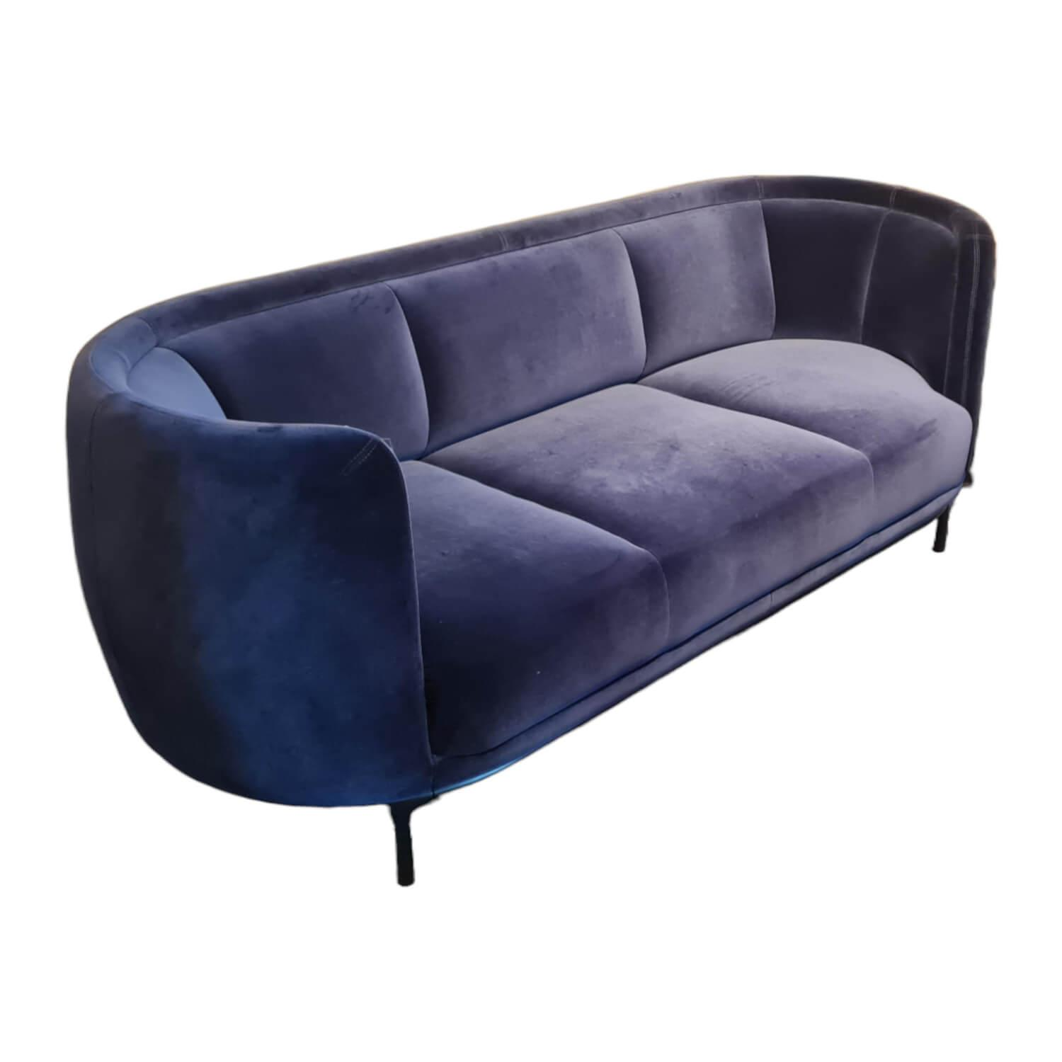 Sofa Vuelta Stoff E Velvet Navy Blau Füße Schwarz von Wittmann