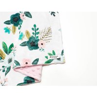 Floral Minky Lovey Boho Baby Decke, Personalisiertes Geschenk von WittsEndDesign