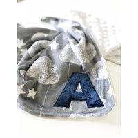 Personalisierte Minky Baby Lovey Grauer Mond Und Sterne Decke von WittsEndDesign