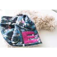 Floral Minky Lovey Boho Baby Schmusetuch, Kunstfell Rückseite von WittsEndDesign