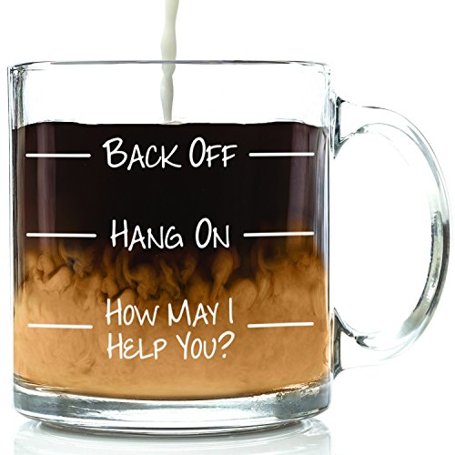 Back Off Funny Glass Coffee Mug - Best Birthday Gift For Friends, Men & Women - Fun & Unique Office Cup - Novelty Present Idea For Mom, Dad, Husband, Wife, Boyfriend, Girlfriend, Coworkers, Him or Her von Wittsy Glassware and Gifts