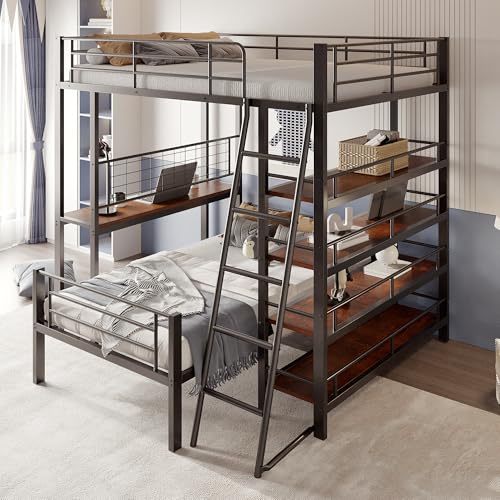 Wiuzo Etagenbett Metallrahmen Hochbett 140 * 200, Multifunktionsbett mit Mehreren Ablagefächern, Schwarz Wiuzo Etagenbett Metallrahmen Hochbett 140 * 200, Multifunktionsbett mit Mehreren Ablagefächern, Schwarz von Wiuzo