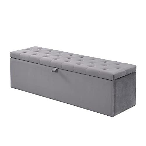 Wiuzo Samt, Polsterbank, Gepolsterte Sitzbank, Betthocker, Bank mit Stauraum, grau 138 x 41 x 42 cm Wiuzo Samt, Polsterbank, Gepolsterte Sitzbank, Betthocker, Bank mit Stauraum, grau 138 x 41 x 42 cm von Wiuzo