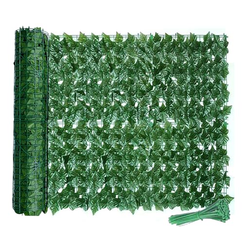 Wivico Künstliche Hecke mit Efeu-Blättern,Sichtschutz Hecken Zaun,100x300 cm Balkondeko,Privatsphäre-Abgrenzung mit künstlichem Grün von Wivico