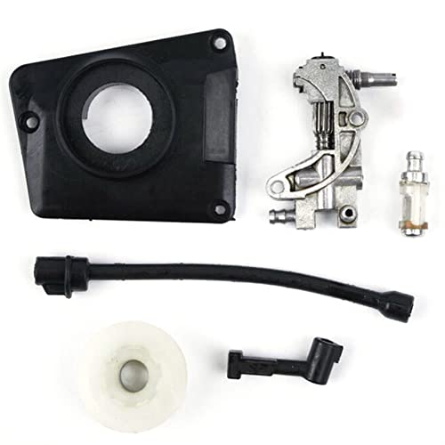 Wivplex Ölantriebspumpensatz CHINESISCHE KETTENSÄGE 4500 5800 45CC 52CC 58CC Pumpendeckel Schneckengetriebe Ölpumpendeckel Ölfilter Ölleitung Kettensägen-Ölpumpe von Wivplex