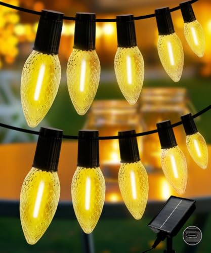Wixzor Lichterkette Außen Solar, 10 LED 10M IP65 wasserdicht Glühbirnen Solar Lichterkette Aussen mit Fernbedienung mit 8 Modi,Solar Lichterkette Outdoor für Garten, Terrasse, Balkon, Partys von Wixzor