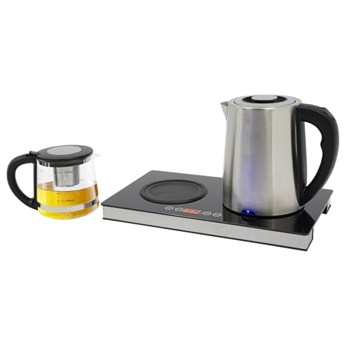 1500W Elektrischer Wasserkocher aus Edelstahl 2 Teekanne in1 Wasserkocher 2.5L+ 1L LCD Touchscreen und Warmhaltefunktion Teekocher Automatische Abschaltung von Wiyuer