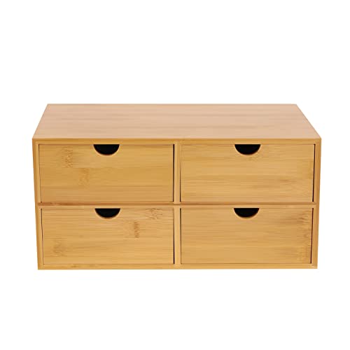 Creative Schreibtisch Organizer aus Bambus mit 4 Schubladen Box Schreibtischbox für Kleinigkeiten Lagerung Büro Desktop Fächer für Kunsthandwerk Küchenvorräte Briefsortiermaschinen Anwendbar von Wiyuer