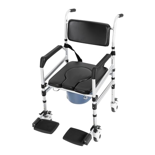 Duschstuhl Klappbar Toiletten-Duschrollstuhl Einstellbare Höhe Multifunktion Toilettenstuhl mit Universal-Räder für ältere und behinderte Dusche bis 160kg Duschstuhl Klappbar Toiletten-Duschrollstuhl Einstellbare Höhe Multifunktion Toilettenstuhl mit Universal-Räder für ältere und behinderte Dusche bis 160kg von Wiyuer