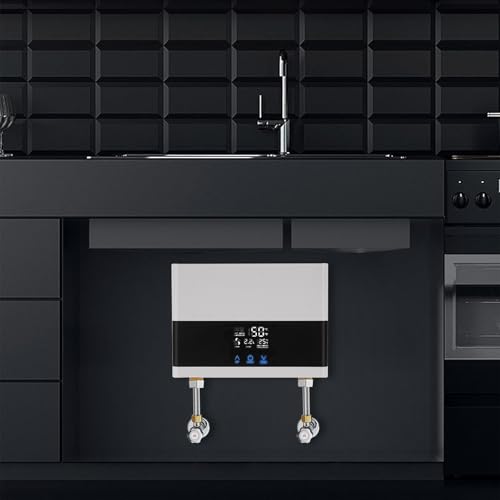 Elektronischer Durchlauferhitzer 6000W Elektrischer Warmwasserbereiter Mini Warmwasserbereiter für Bad und Küche mit Fernbedienung 22x7x18cm 220V Weiß von Wiyuer