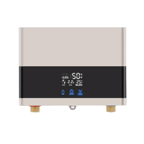Elektronischer Durchlauferhitzer 6000W Instant Warmwasserbereiter Mini Heizgerät mit Fernbedienung und Touchscreen für Bad Küche Dusche 22.3x6.5x17.5cm Gold von Wiyuer