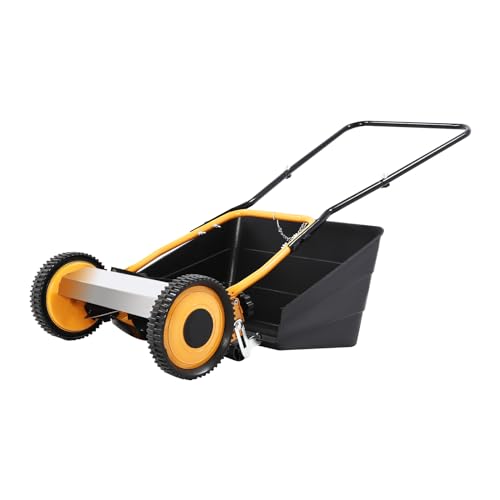Handrasenmäher Spindelrasenmäher mit Grasfangkorb Schnittbreite 14 in Einziehbares Mähhöhe Manueller Rasenmäher Hand Push Garden Gras Sichelmäher für Hinterhöfen von Wiyuer