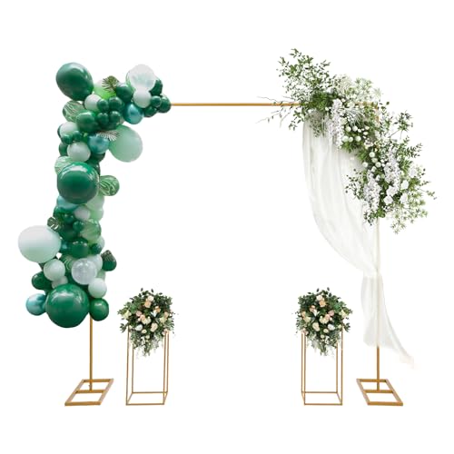 Hochzeitsbogen Set Metall Hochzeitsständer mit 2 Blumenständer Blumen Hintergrundständer Rosenbogen Ballonständer für Party Hochzeits Dekorationen von Wiyuer