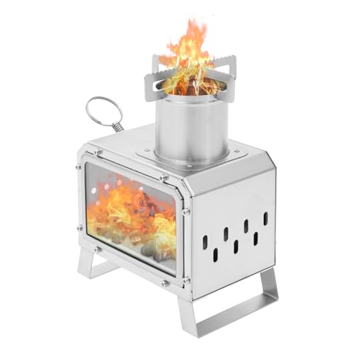 Holzofen Mehrzweck-Holzherd Tragbar Zelt Herd Outdoor-Campingkocher abnehmbar aus Edelstahl mit Mikroglasfenster für Picknick Camping Garten BBQ Holzofen Mehrzweck-Holzherd Tragbar Zelt Herd Outdoor-Campingkocher abnehmbar aus Edelstahl mit Mikroglasfenster für Picknick Camping Garten BBQ von Wiyuer